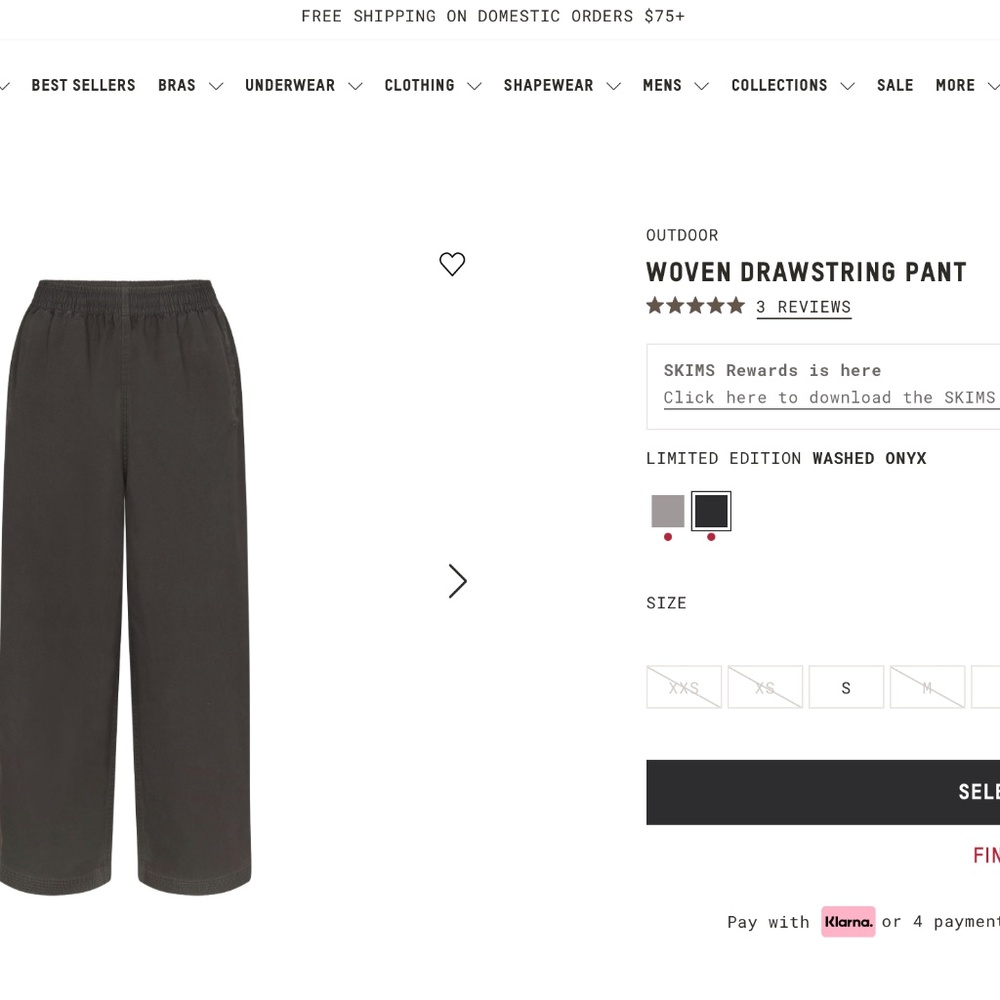 SKIMS OUTDOOR WOVEN DRAWSTRING PANT SIZE L NWT